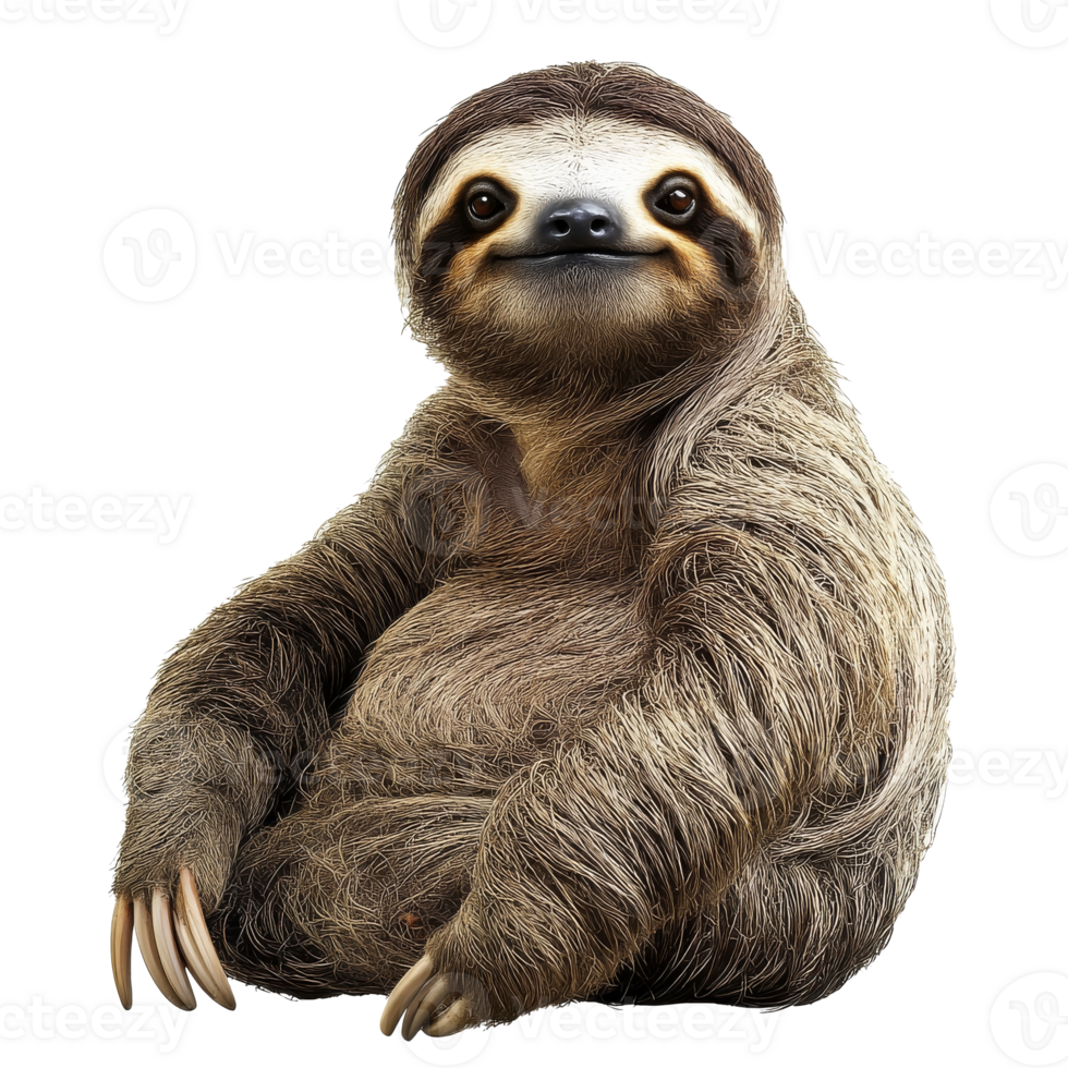 Sloth resting in a relaxed pose in nature png