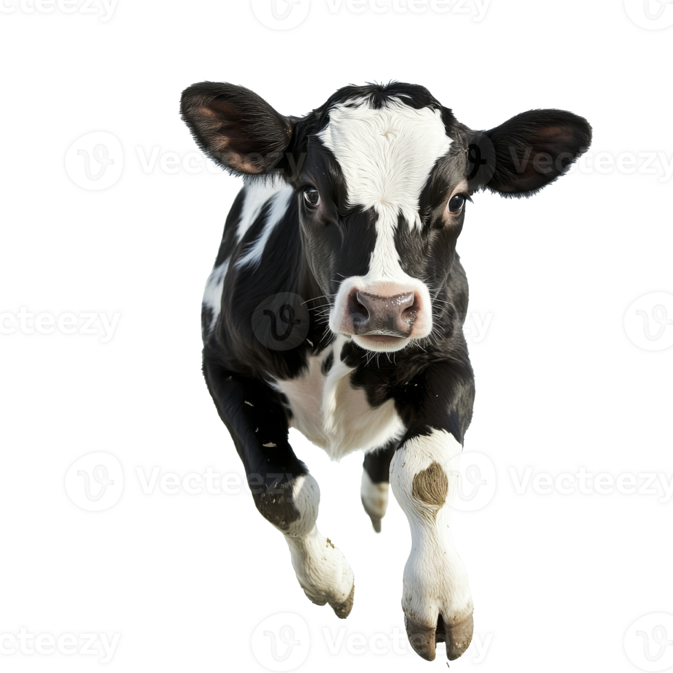 Calf running happily in a bright setting png