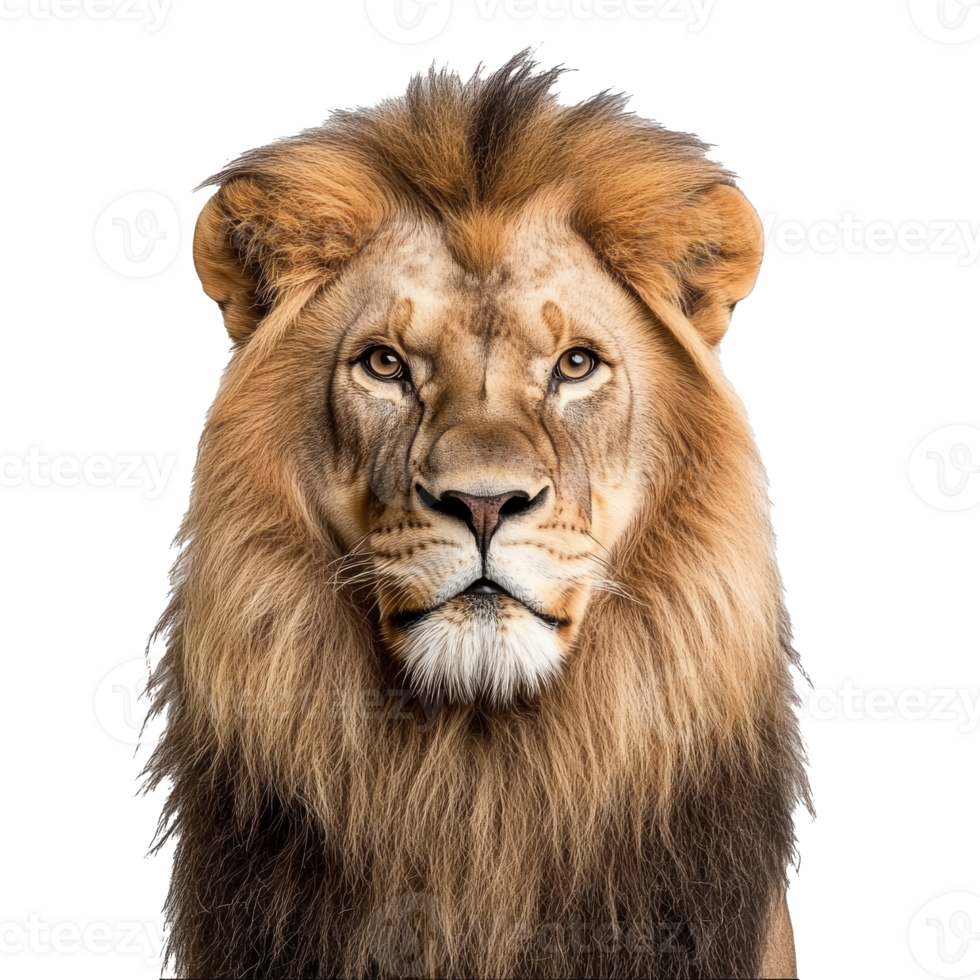 Majestic lion in a portrait setting with focus png
