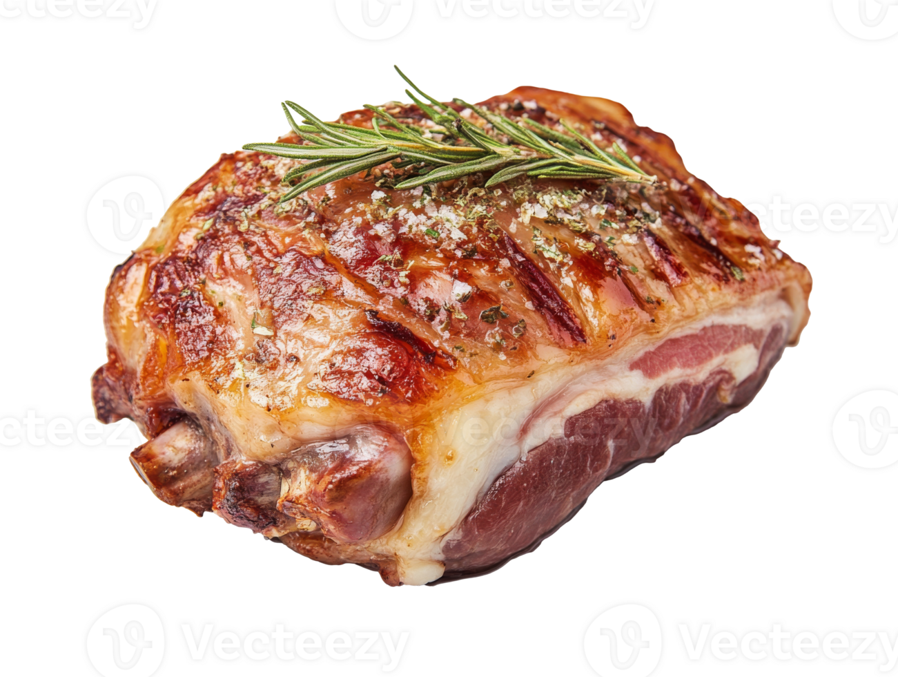 Juicy roasted meat served with fresh herbs png