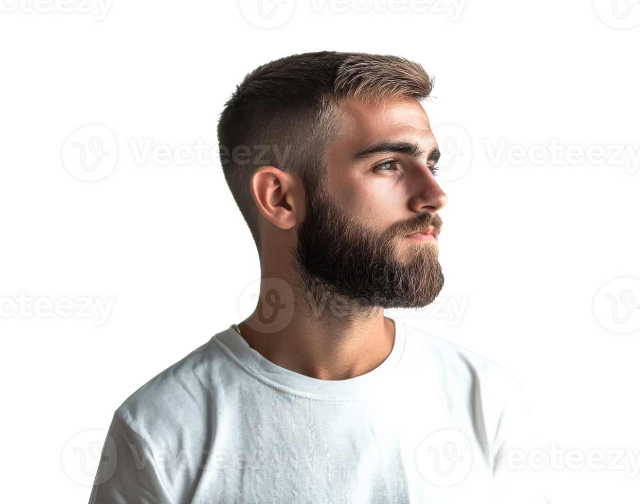 Profile of a young man with a beard and short hair png
