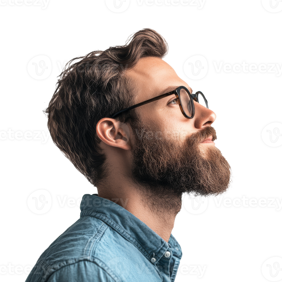 Profile of a man with glasses and a beard png