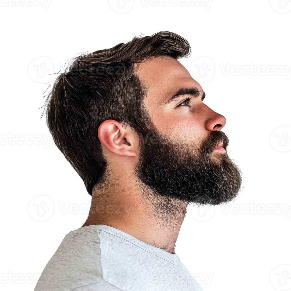 Profile view of a man with a thick beard png