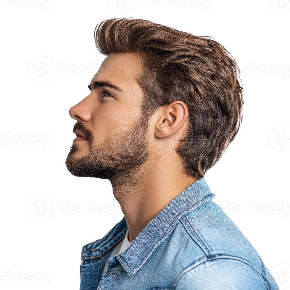 Stylish young man with beard in profile png