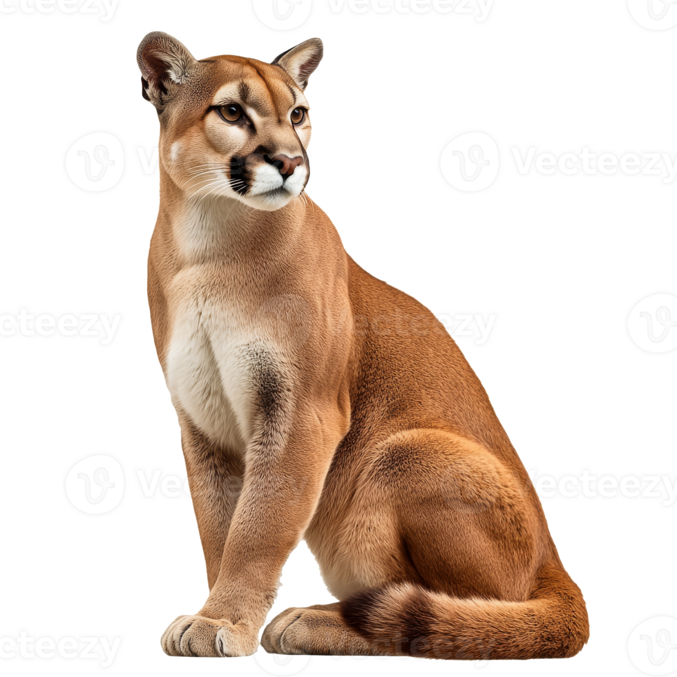 Cougar sitting gracefully with strong posture png