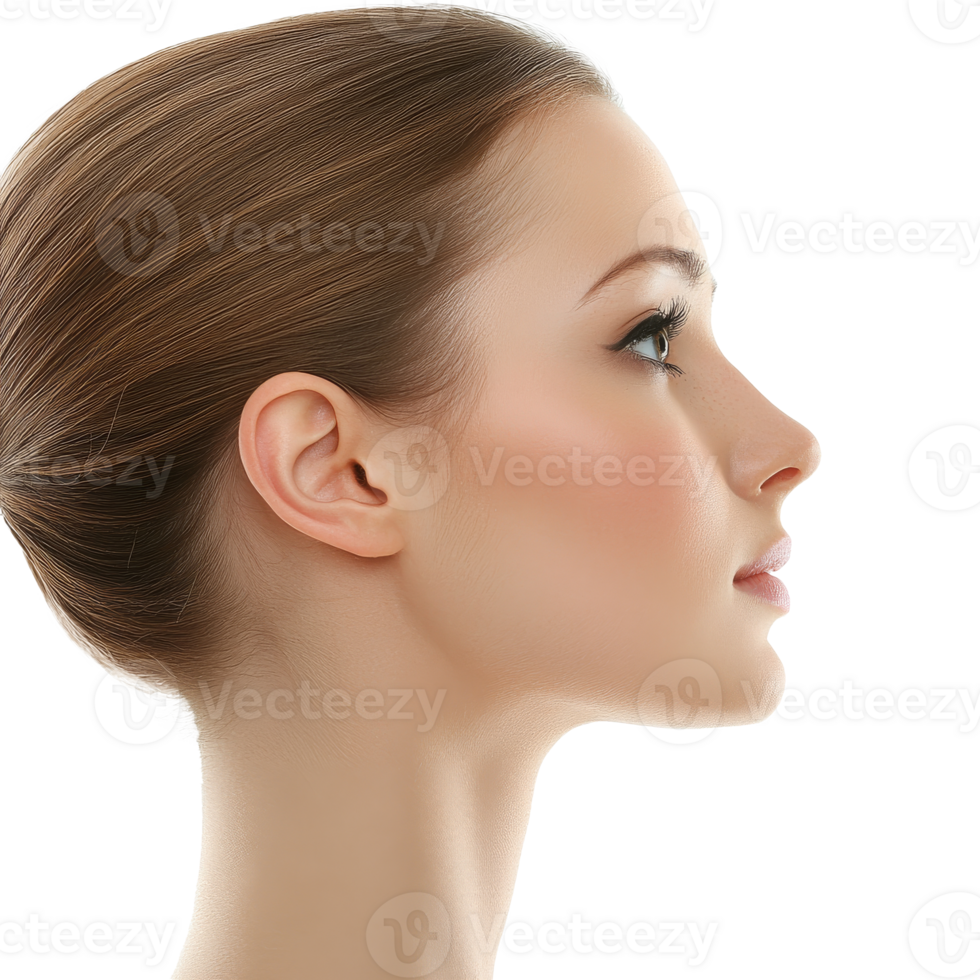 Profile view of a woman with elegant hairstyle png