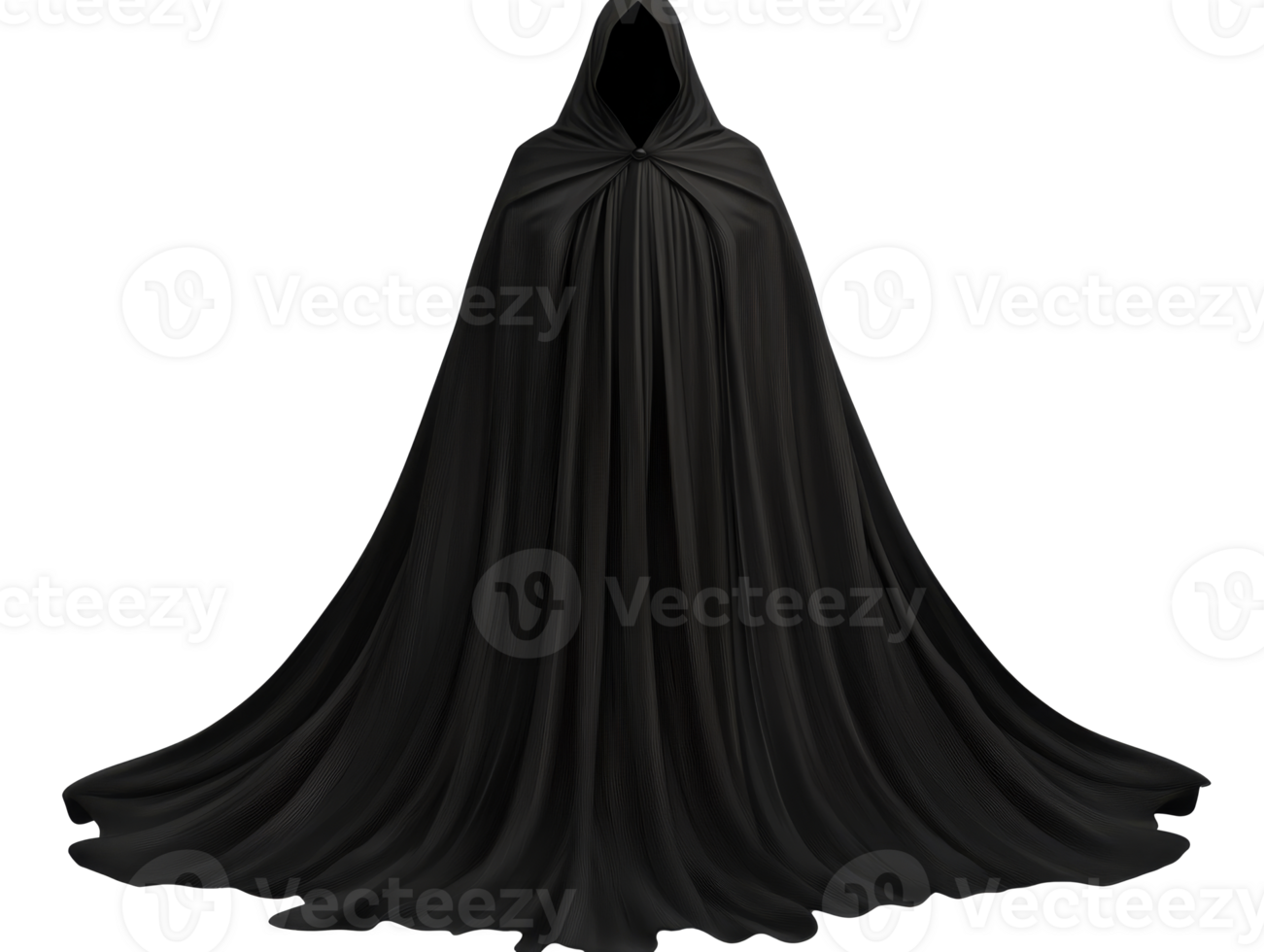 Mysterious dark hooded cloak draping elegantly png
