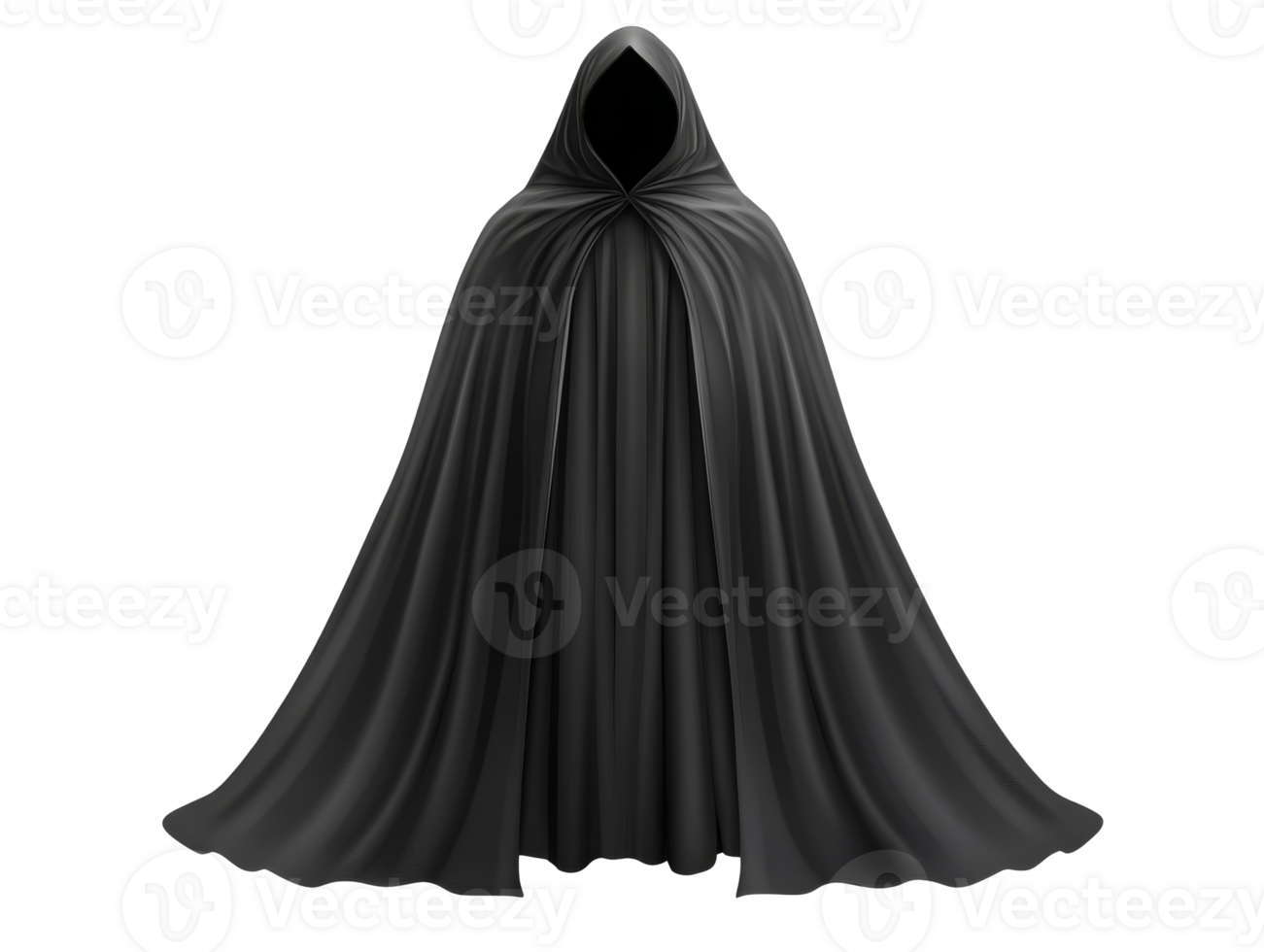 Mysterious black cloak with a hood ready for use png
