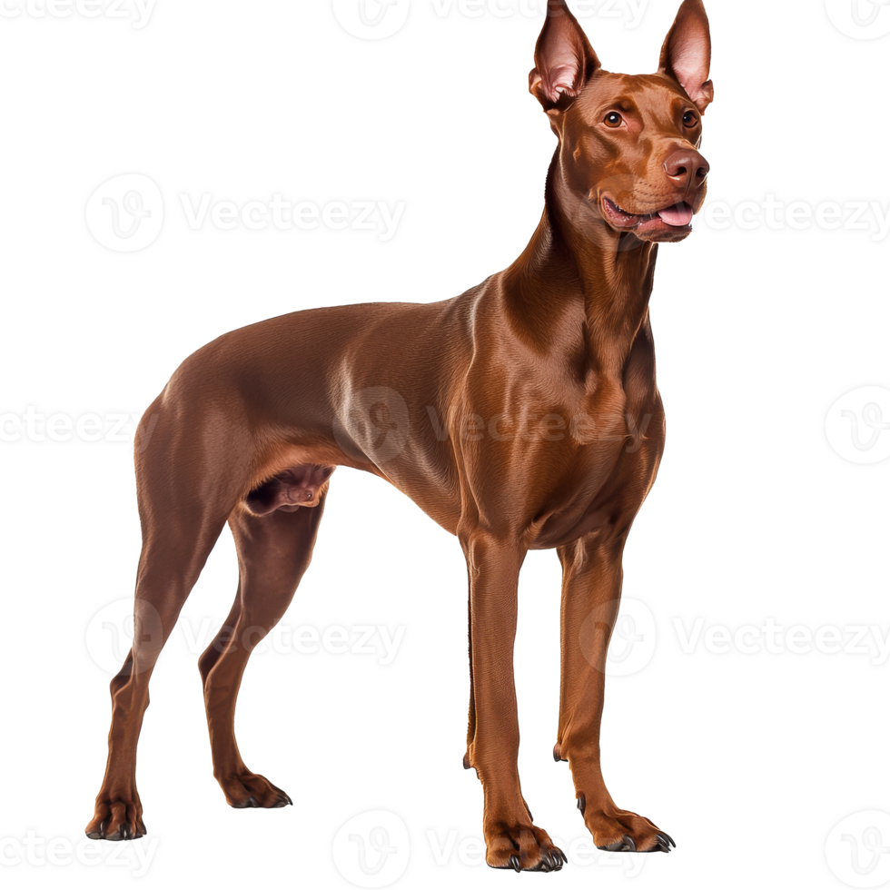 Beautiful brown Doberman standing proudly indoors png