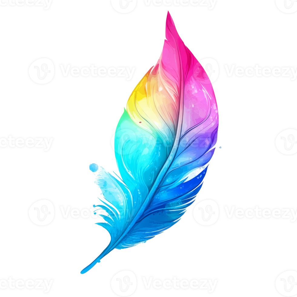 Colorful feather illustration with gradients png