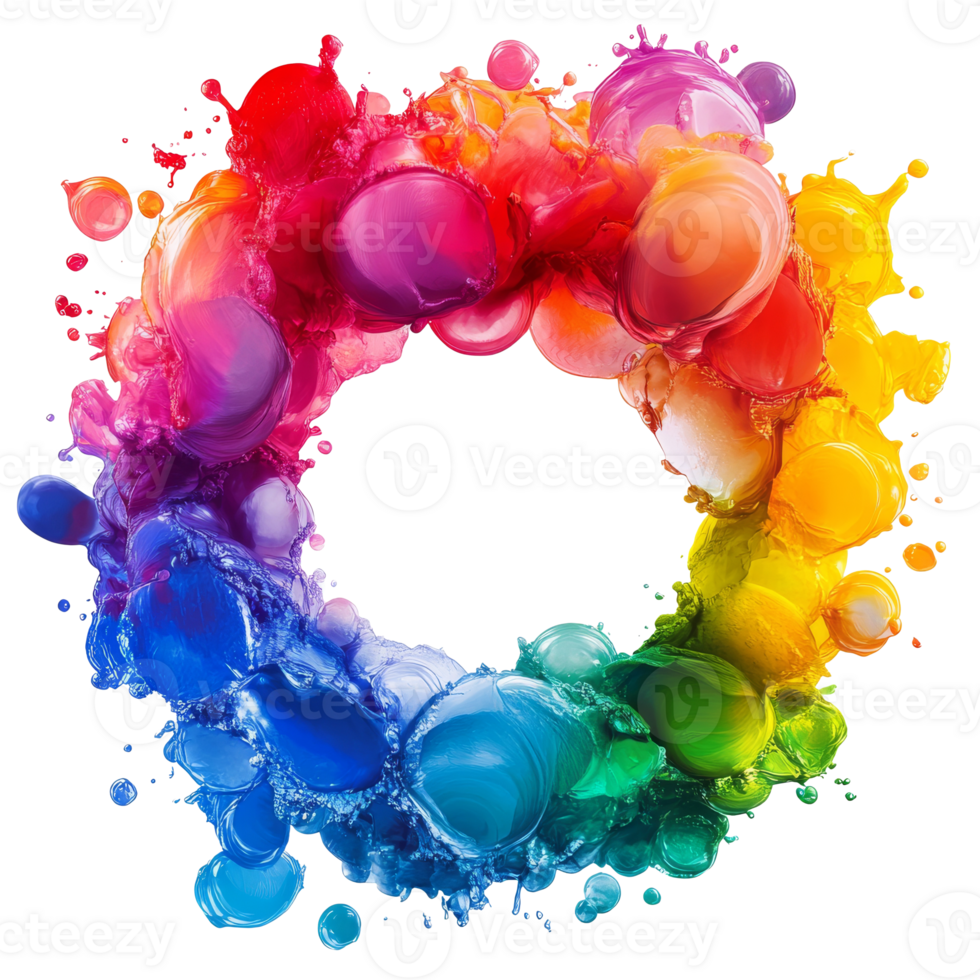 Colorful splash of paint forming a circular shape png