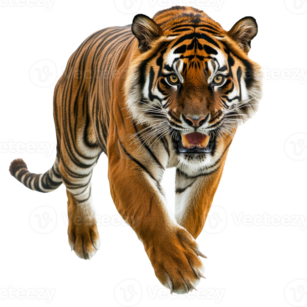Majestic tiger prowling in full stride at dusk png