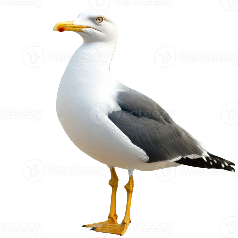 Seagull standing on a shoreline at sunset png