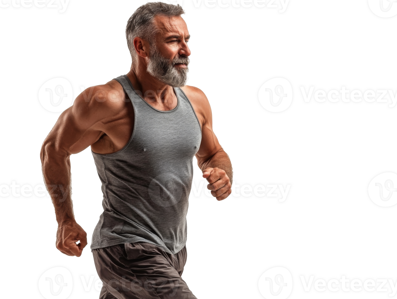 Fit man jogging in daylight png