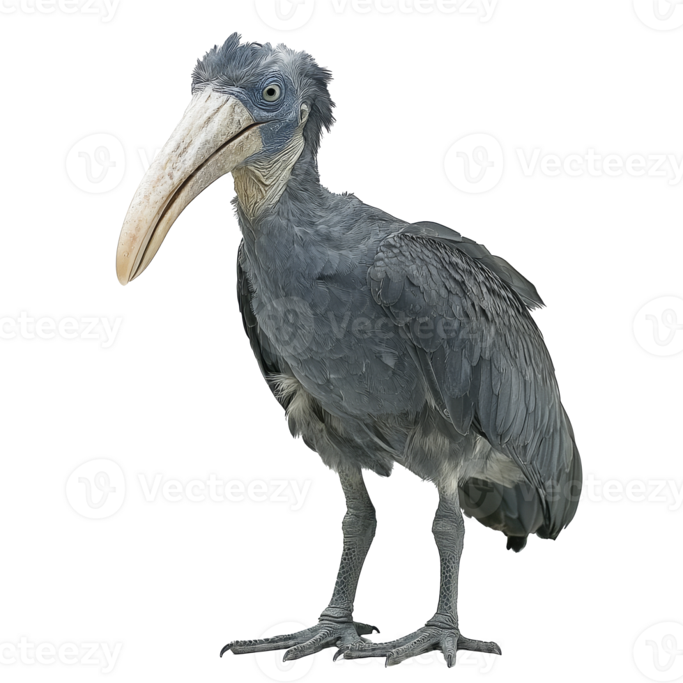 Unique hornbill bird perched on one leg png