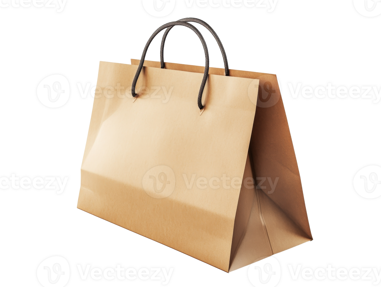 Brown paper bag with handles for sale png