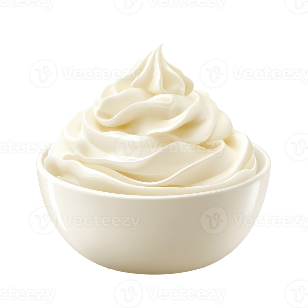 Creamy whipped topping in a smooth bowl png