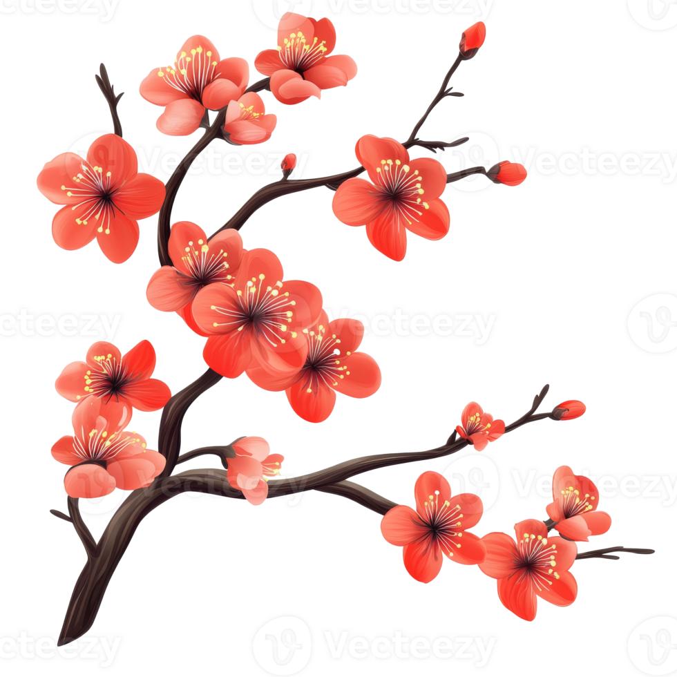 Vibrant cherry blossom branch png