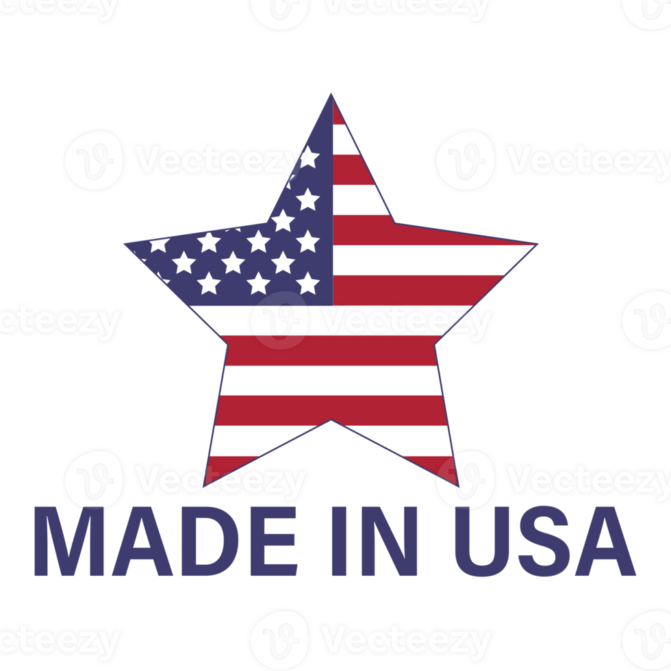 American flag and Made in the USA label, product emblem, logo design png