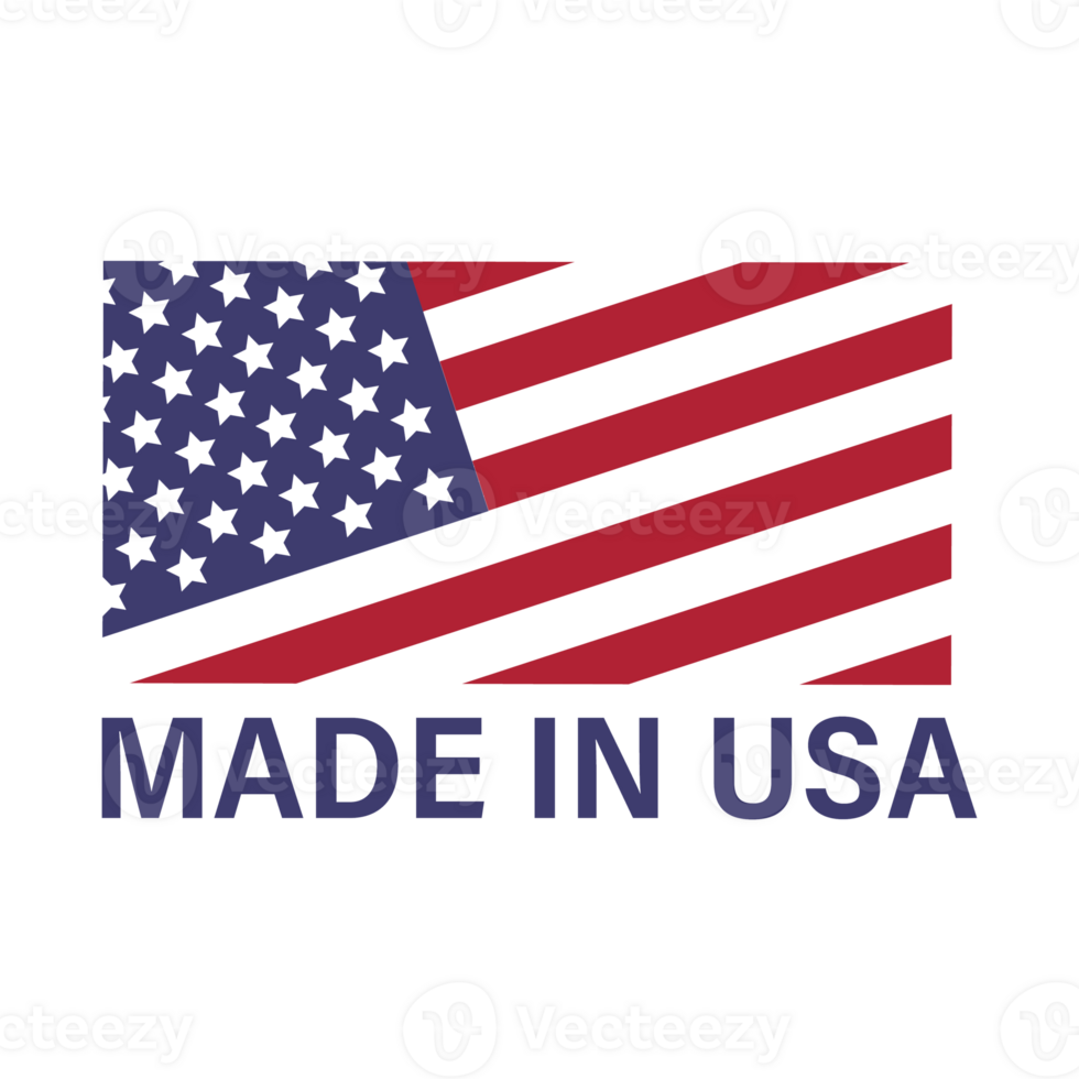 American flag and Made in the USA label, product emblem, logo design png