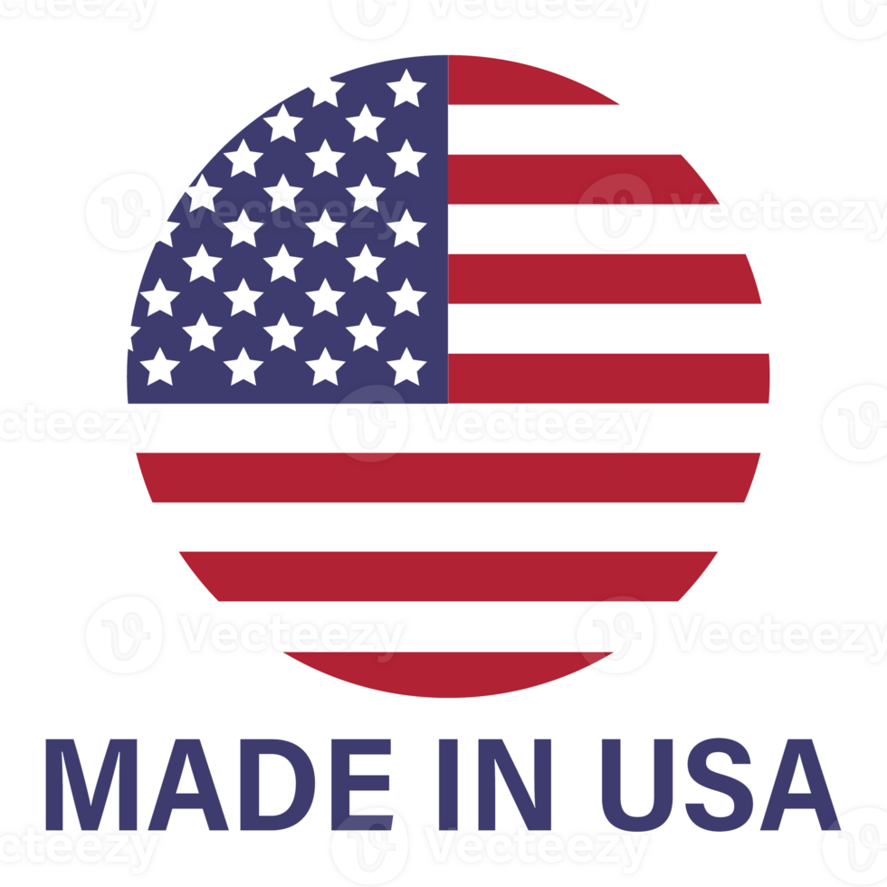 American flag and Made in the USA label, product emblem, logo design png