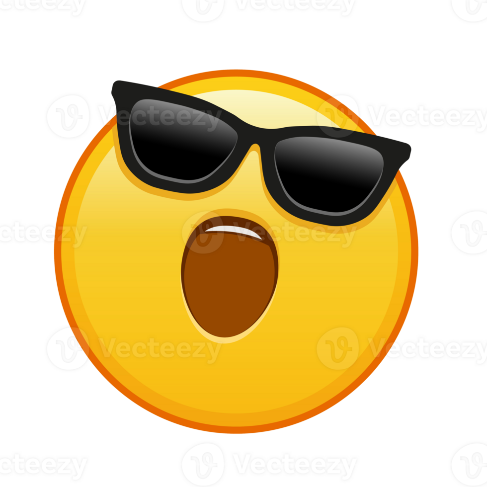 A grinning face with sunglasses Large size of yellow emoji smile png