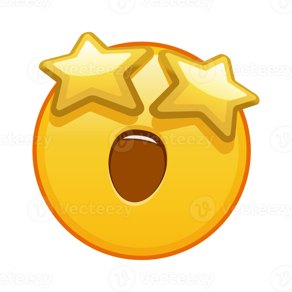 A grinning face with starry eyes Large size of yellow emoji smile png