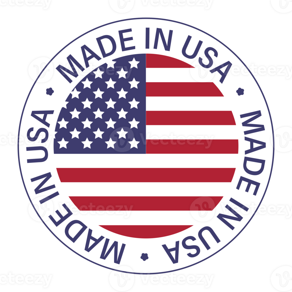 American flag and Made in the USA label, product emblem, logo design png