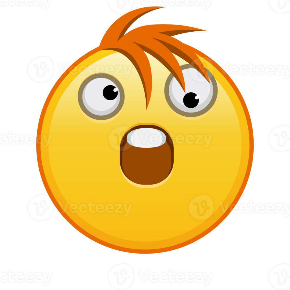 A grinning face with one large and one small eye Large size of yellow emoji smile with hair png