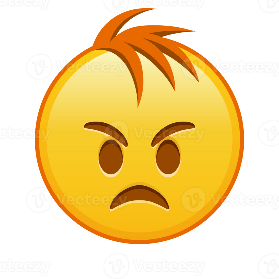 Angry face Large size of yellow emoji smile with hair png