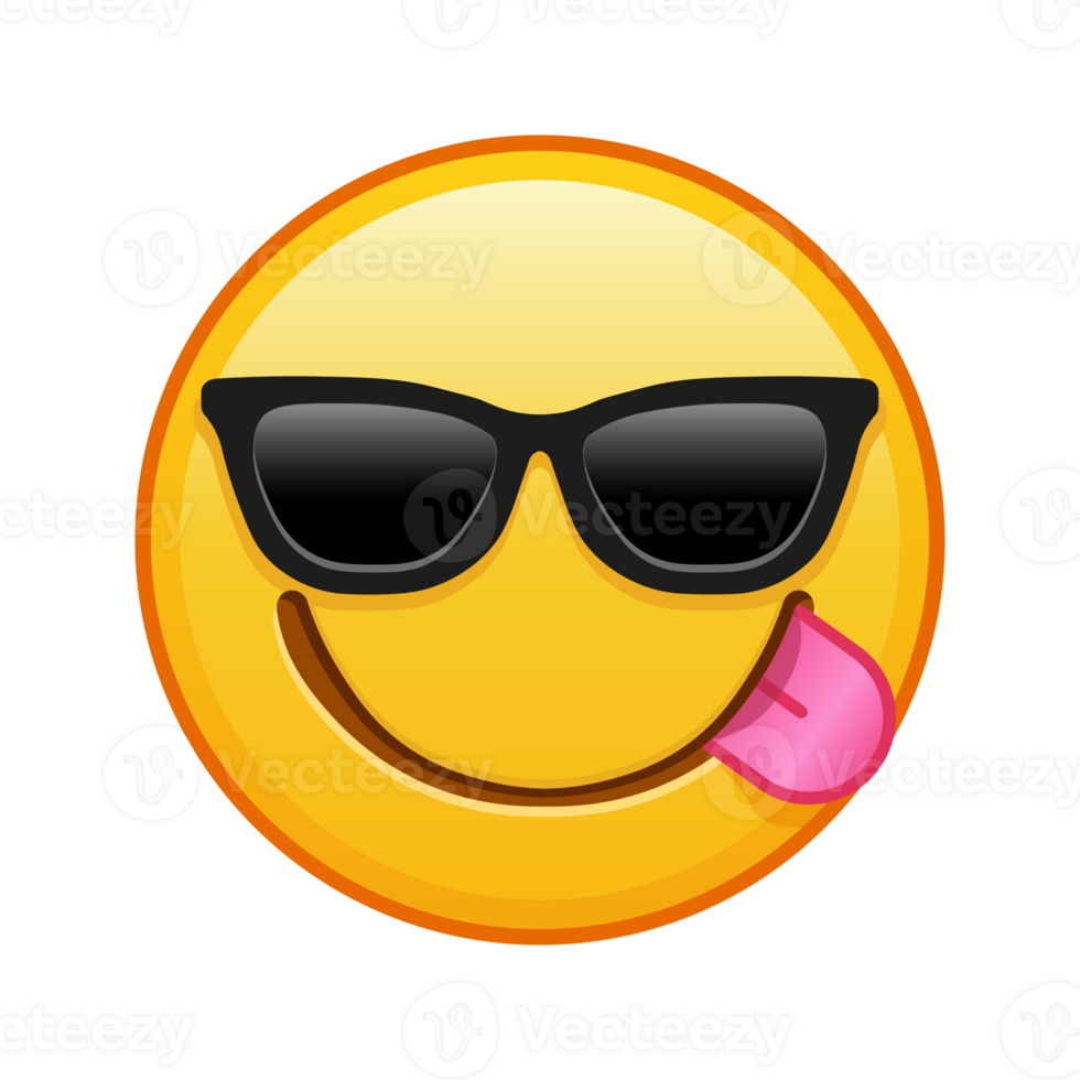 A face savoring a delicacy with sunglasses Large size of yellow emoji smile png