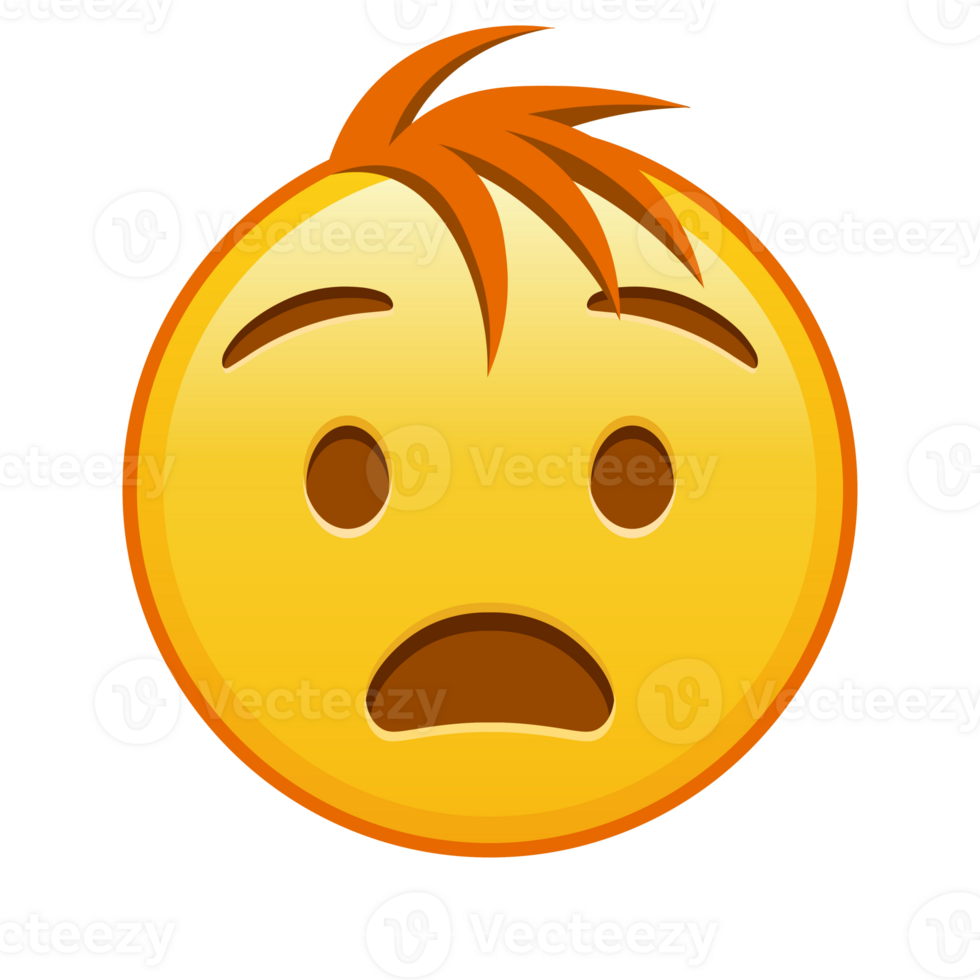 Anguished face Large size of yellow emoji smile with hair png