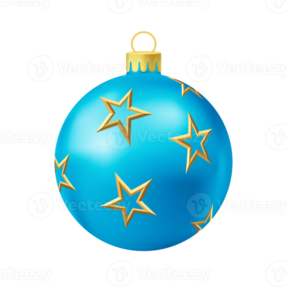 Blue Christmas tree ball with gold star png