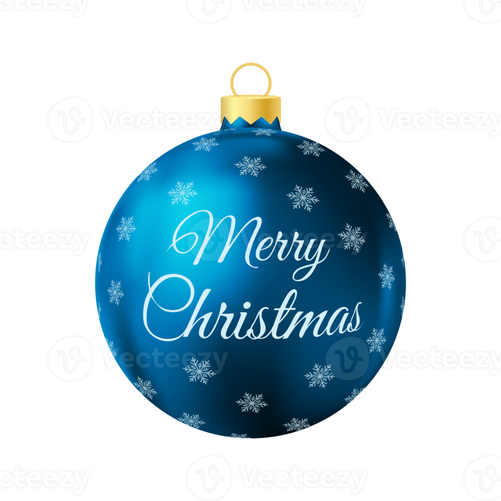 Blue Christmas tree toy Realistic color illustration png