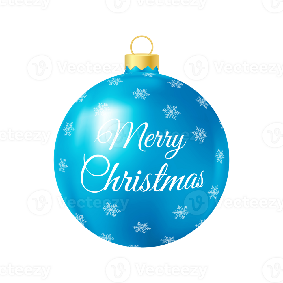 Blue Christmas tree toy Realistic color illustration png