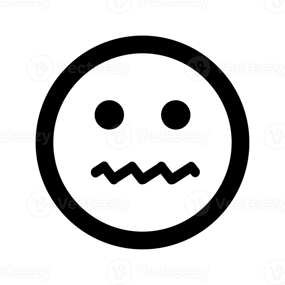 Cartoon sad smile face emoticon icon in flat style png