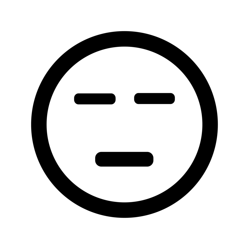 Cartoon sad smile face emoticon icon in flat style png