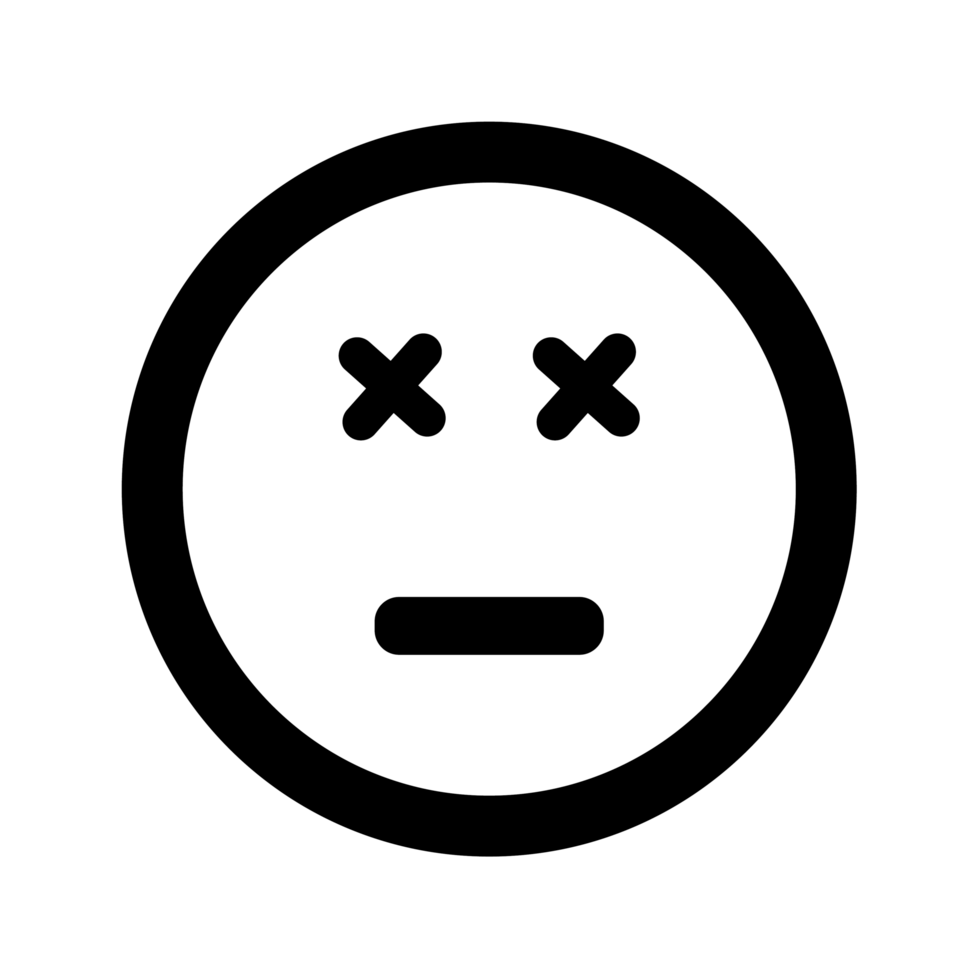 Cartoon sad smile face emoticon icon in flat style png