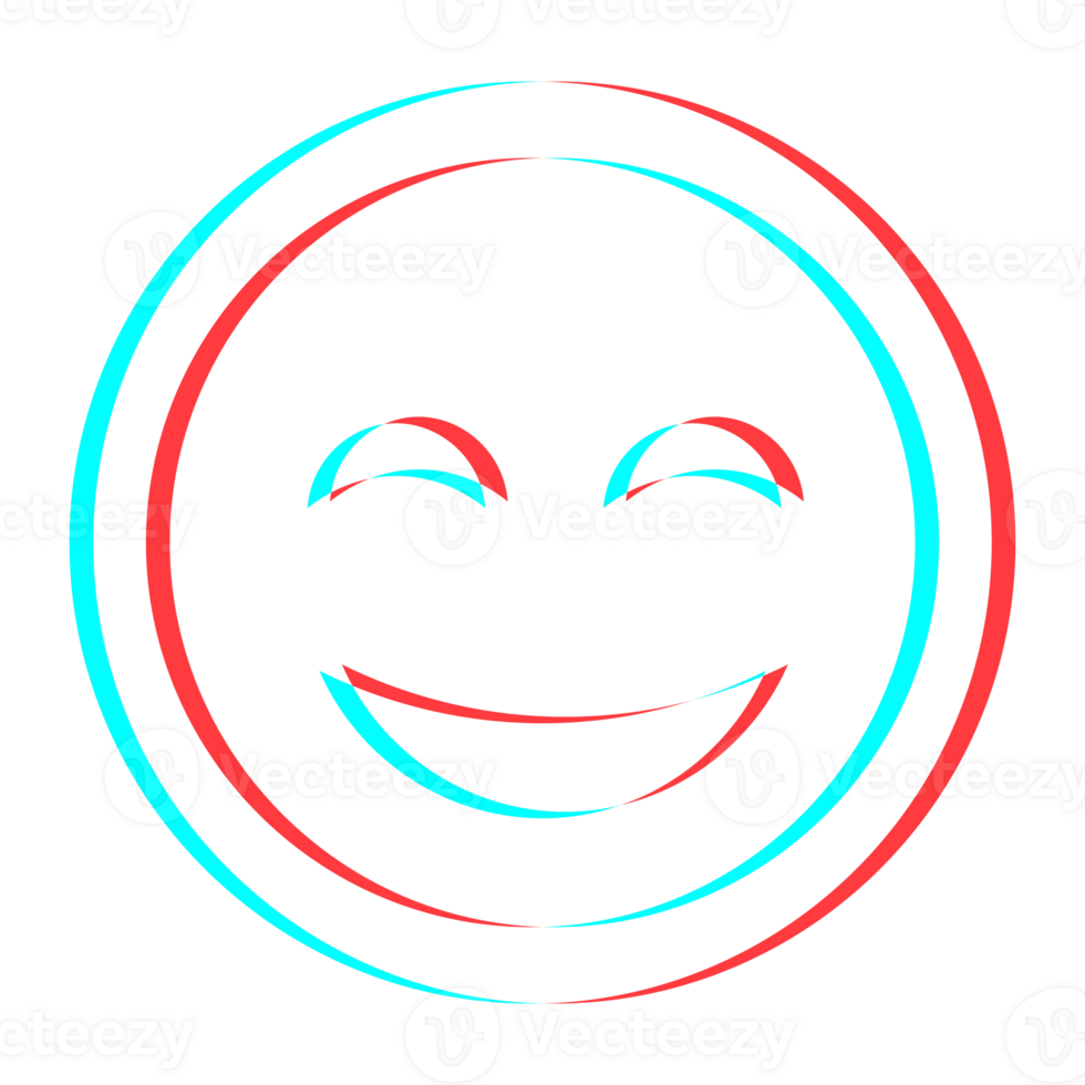 Cartoon smile emoticon symbol, icon in 3d effect with blue and red color png