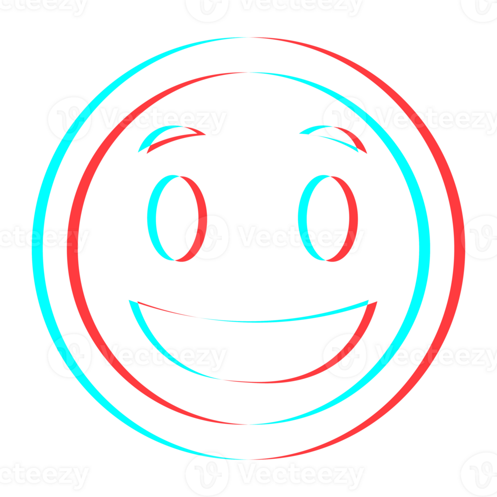 Cartoon smile emoticon symbol, icon in 3d effect with blue and red color png