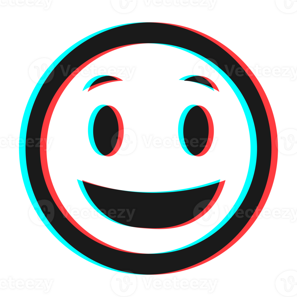 Cartoon smile emoticon symbol, icon in 3d effect with blue and red color png