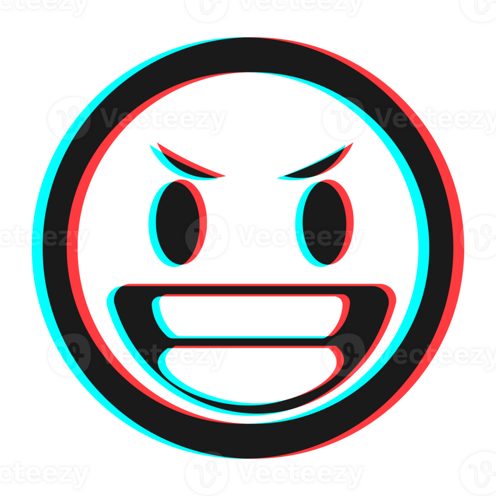 Cartoon smile emoticon symbol, icon in 3d effect with blue and red color png