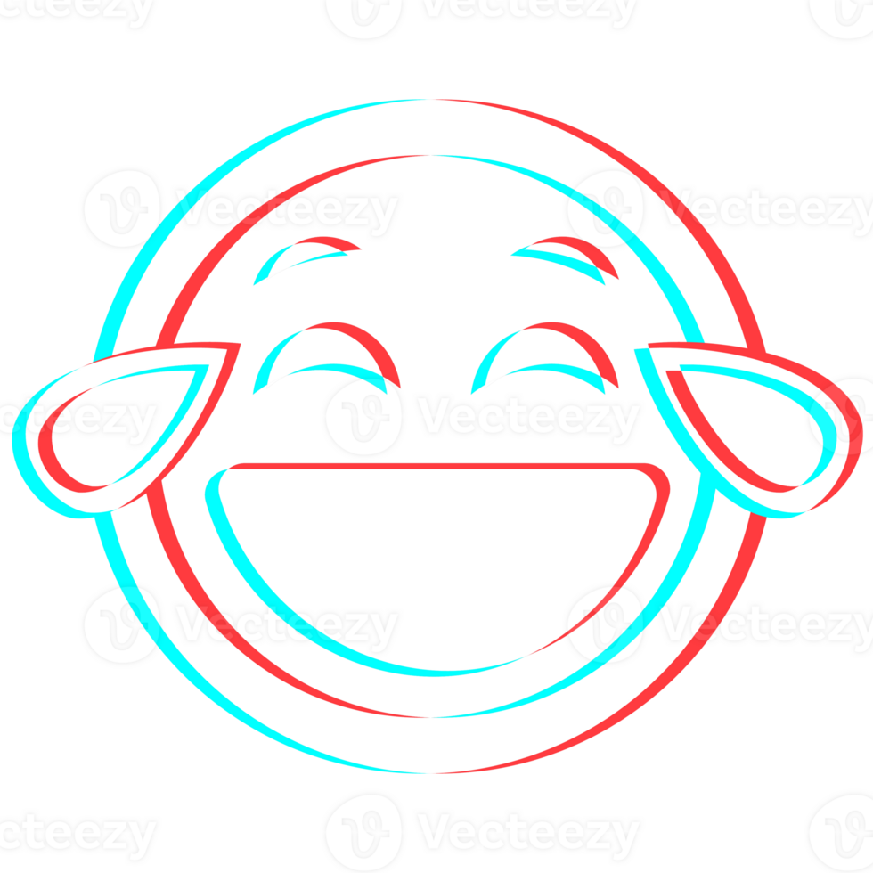 Cartoon smile emoticon symbol, icon in 3d effect with blue and red color png