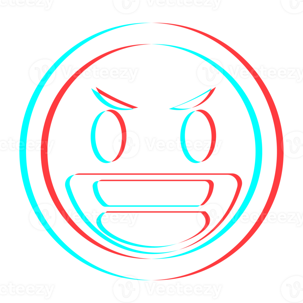 Cartoon smile emoticon symbol, icon in 3d effect with blue and red color png