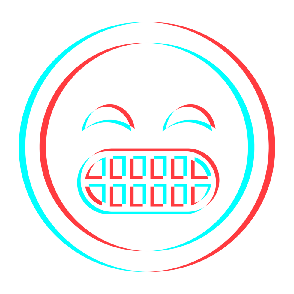 Cartoon smile emoticon symbol, icon in 3d effect with blue and red color png