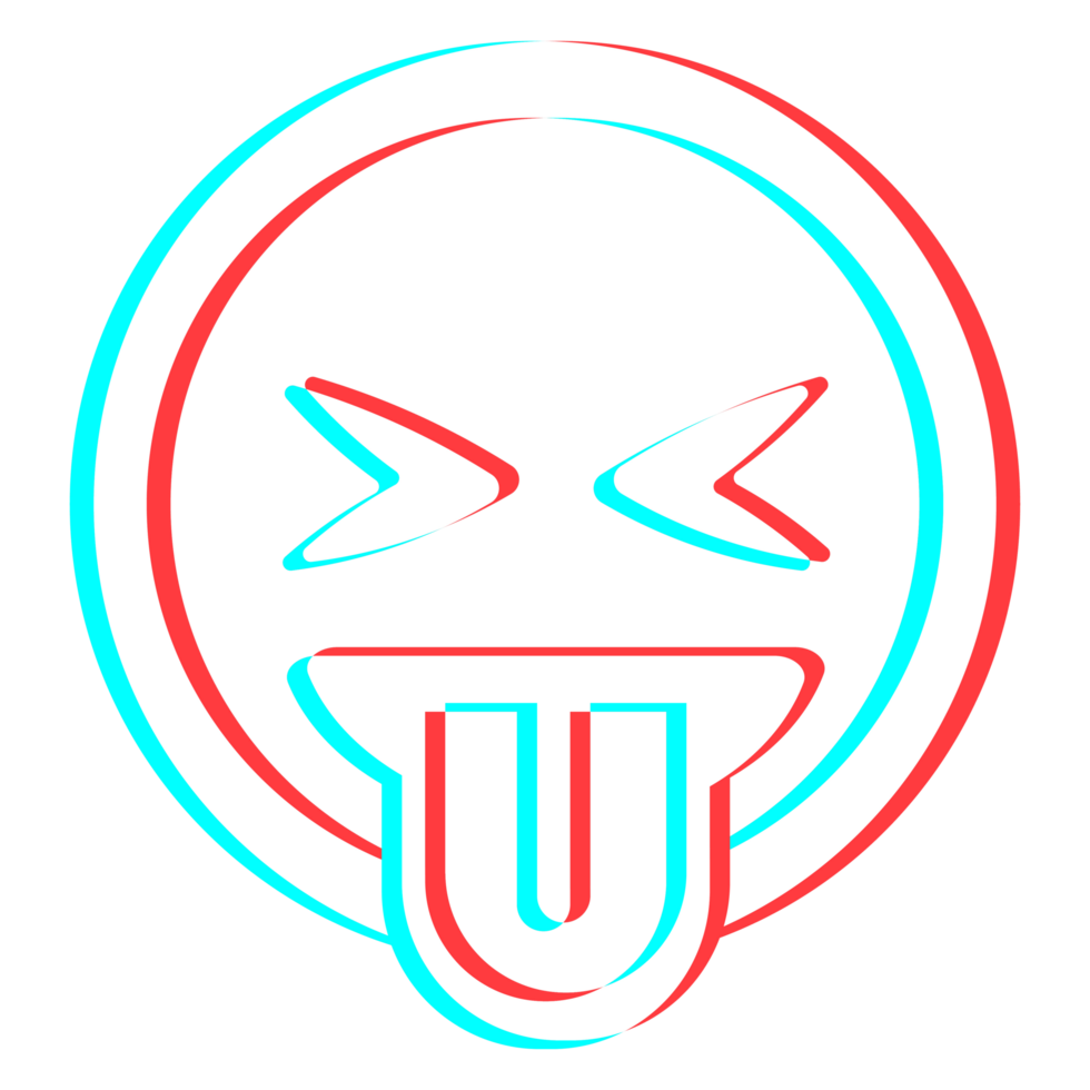 Cartoon smile emoticon symbol, icon in 3d effect with blue and red color png