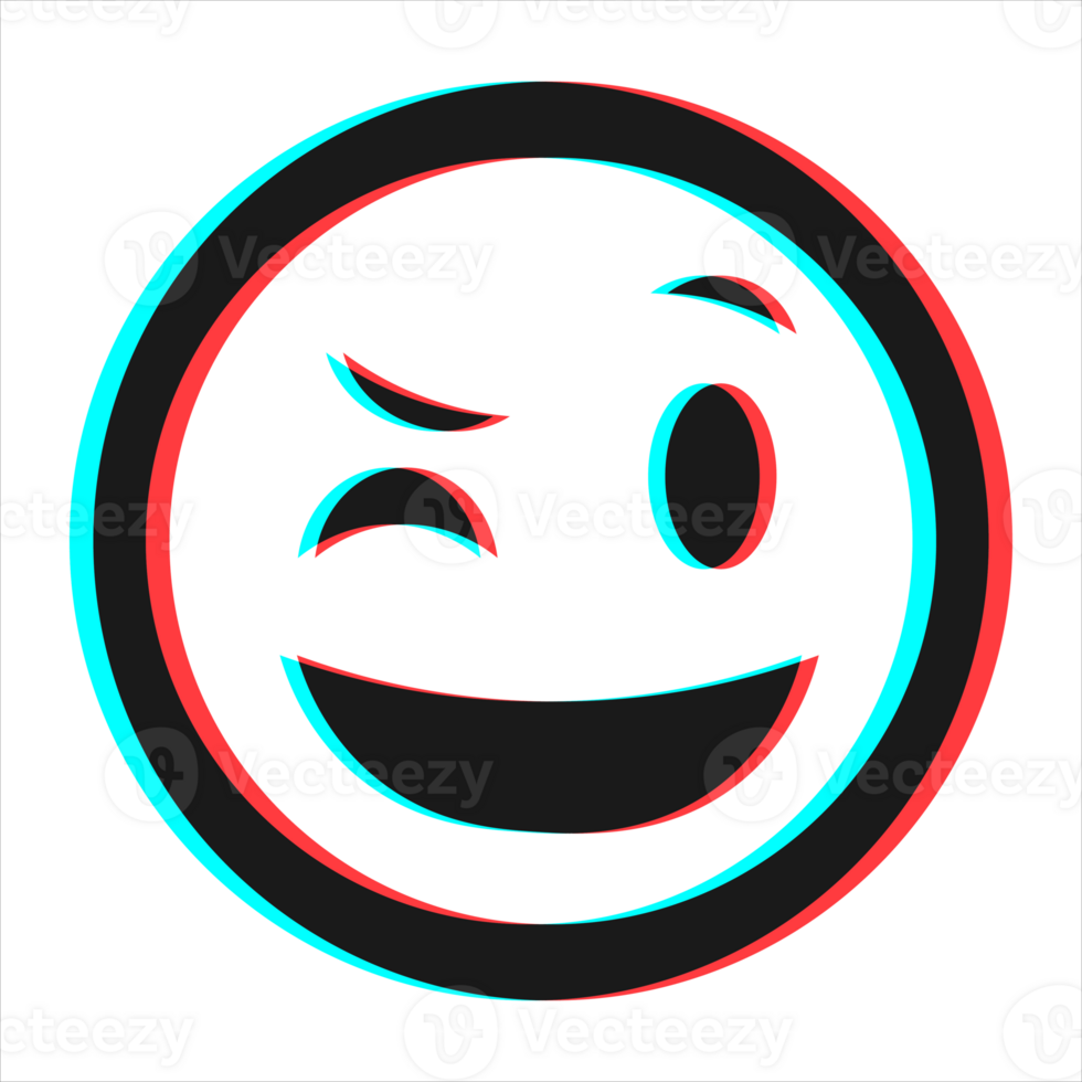 Cartoon smile emoticon symbol, icon in 3d effect with blue and red color png