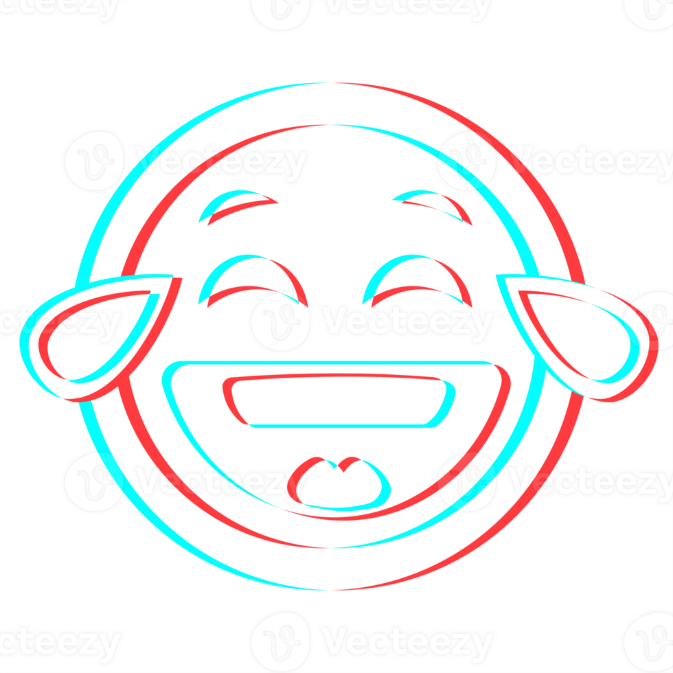 Cartoon smile emoticon symbol, icon in 3d effect with blue and red color png