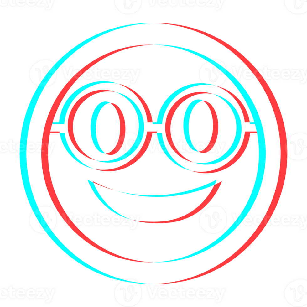 Cartoon smile emoticon symbol, icon in 3d effect with blue and red color png