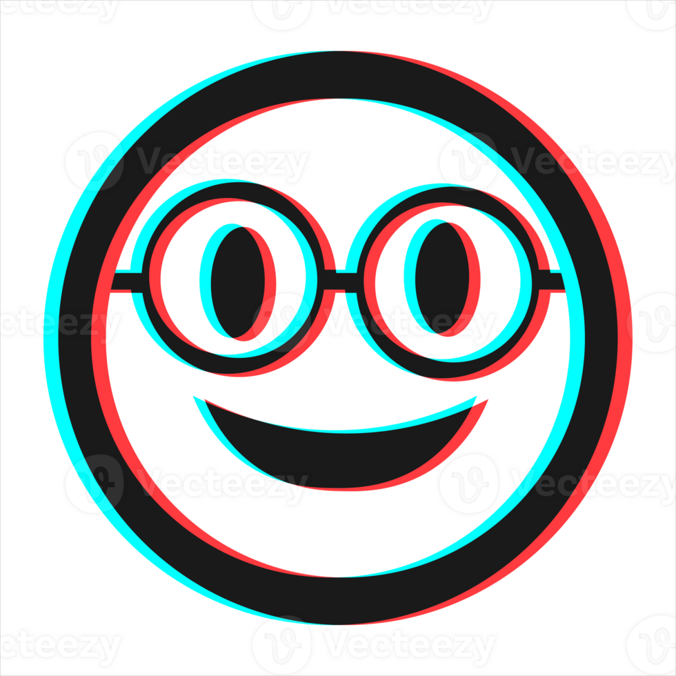 Cartoon smile emoticon symbol, icon in 3d effect with blue and red color png